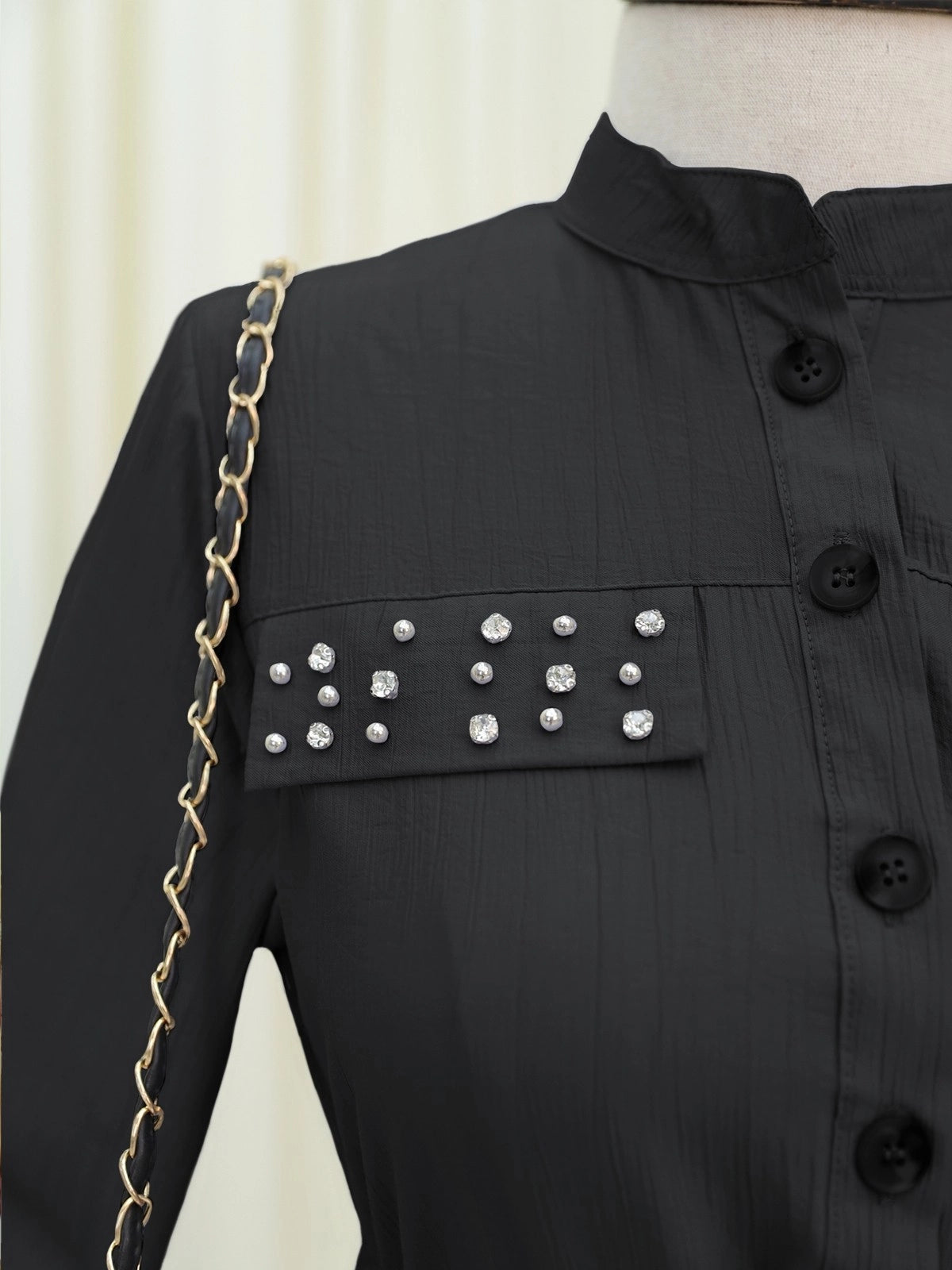 Robe « Poches Pierres & Taille Nouée »- noire