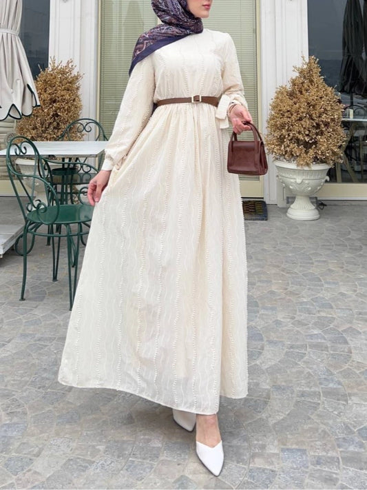 Robe à Manches Nouées-Beige