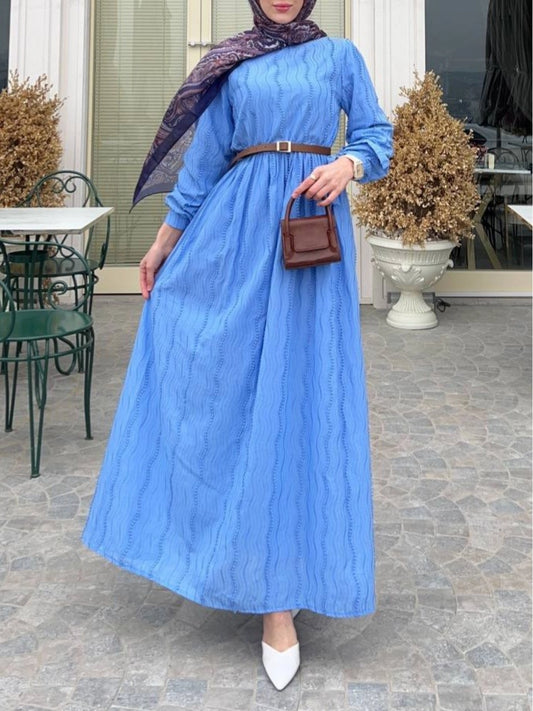 Robe à Manches Nouées-Bleue