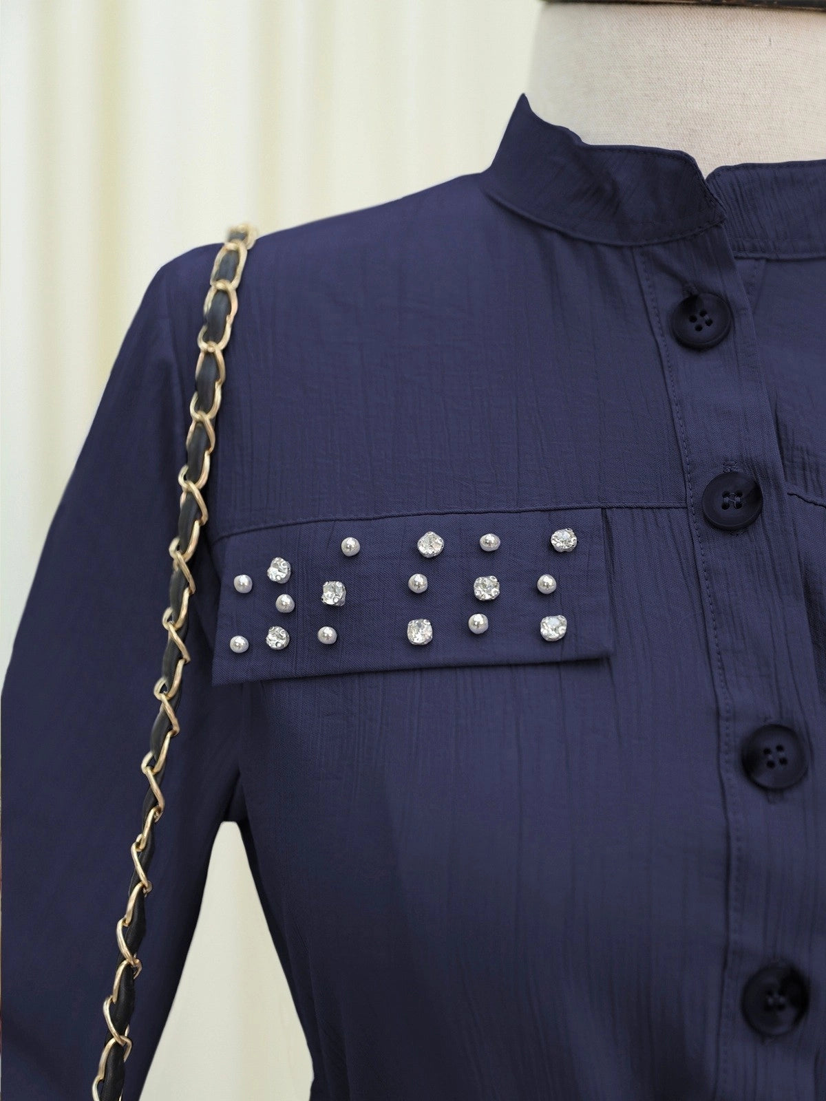Robe « Poches Pierres & Taille Nouée »- bleu marine