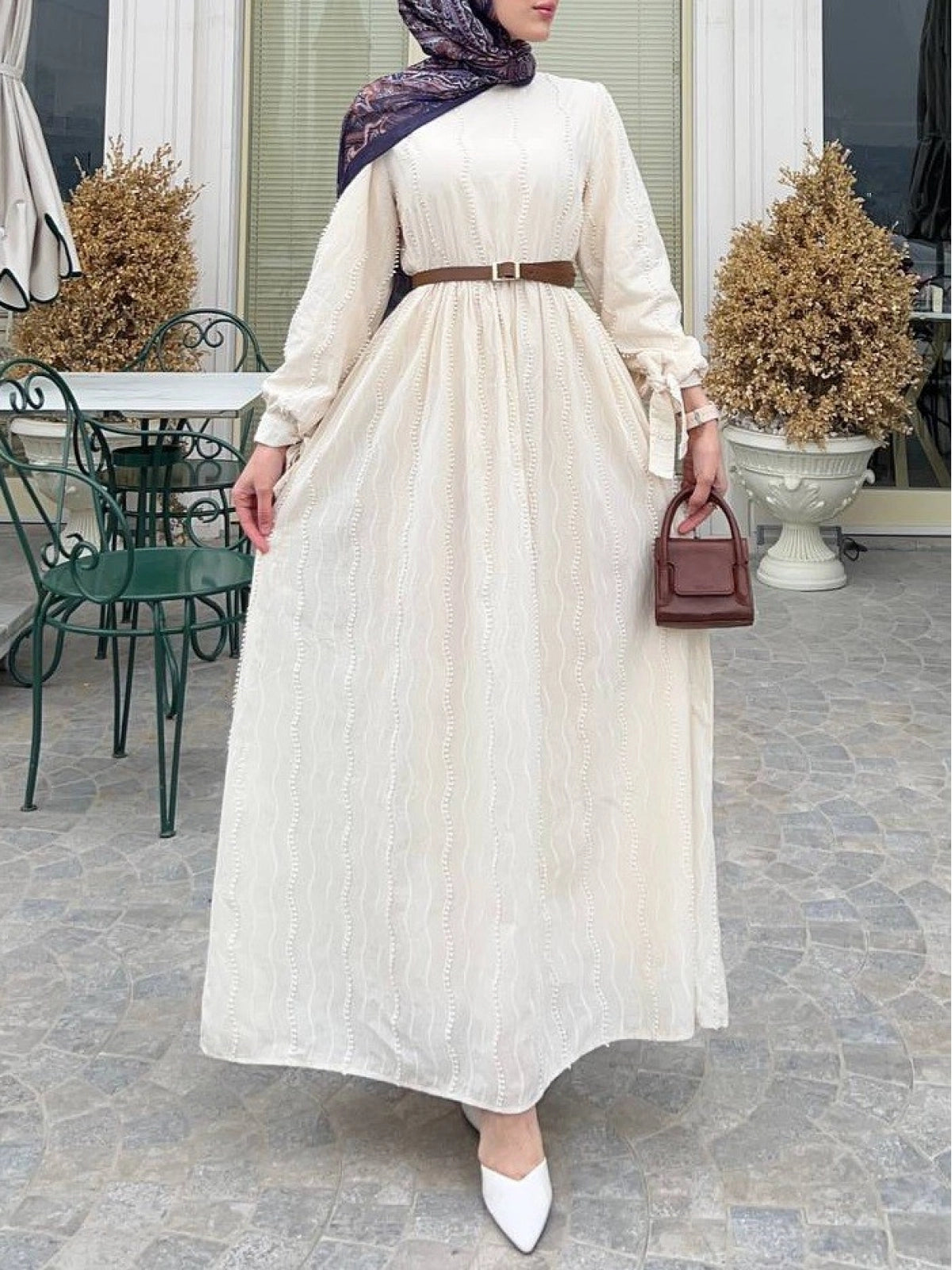 Robe à Manches Nouées-Beige